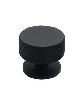 Alzassbg 10 Pack Matt Black Cabinet Knobs 12 Inch Diameter Kitchen Cabinet Hardware Knurled Round Knobs For Cabinets And Drawe