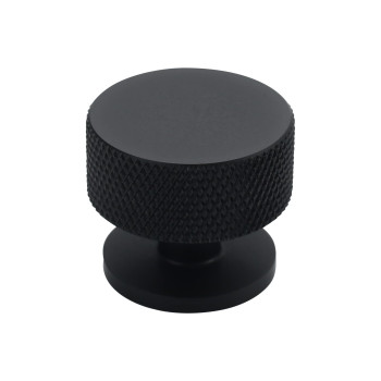 Alzassbg 10 Pack Matt Black Cabinet Knobs 12 Inch Diameter Kitchen Cabinet Hardware Knurled Round Knobs For Cabinets And Drawe