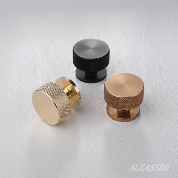 Alzassbg 10 Pack Matt Black Cabinet Knobs 12 Inch Diameter Kitchen Cabinet Hardware Knurled Round Knobs For Cabinets And Drawe