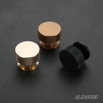 Alzassbg 10 Pack Matt Black Cabinet Knobs 12 Inch Diameter Kitchen Cabinet Hardware Knurled Round Knobs For Cabinets And Drawe