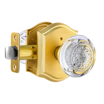 Clctk Crystal Glass Door Knob Interior With Lock Privacy Gold Door Knob For Bedroom Bathroom Satin Brass