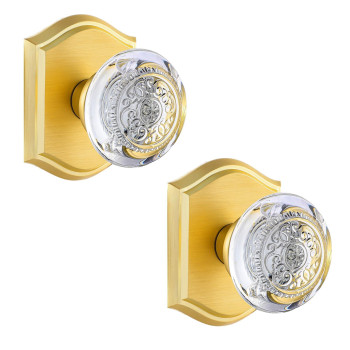 Clctk 2 Pack Crystal Glass Dummy Door Knobs Gold Dummy Door Knob Satin Brass Finish