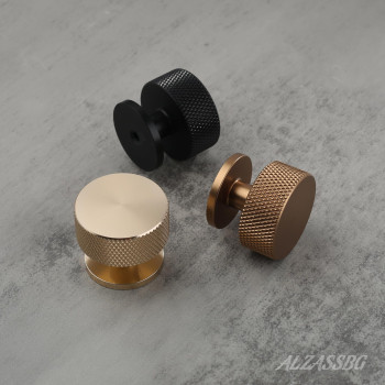 Alzassbg 10 Pack Gold Cabinet Knobs 12 Inch Diameter Kitchen Cabinet Hardware Knurled Round Knobs For Cabinets And Drawers Al6