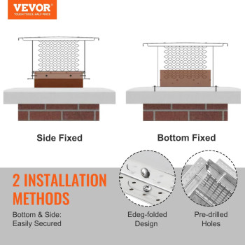 Vevor Chimney Cap 12 X 12 Inch Practical Accessories Easy Installation Fits Mesh Covers Outside Clay Flue Shingles Silver