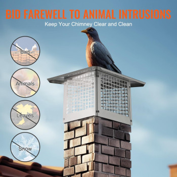 Vevor Chimney Cap 12 X 12 Inch Practical Accessories Easy Installation Fits Mesh Covers Outside Clay Flue Shingles Silver