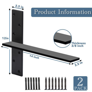 Free Hanging Countertop Support Bracket 14Lx25W 2 Pack Hidden Floating Wall Bracket 38 Thick Heavy Duty Granite Countert