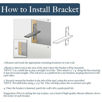 Free Hanging Countertop Support Bracket 14Lx25W 2 Pack Hidden Floating Wall Bracket 38 Thick Heavy Duty Granite Countert