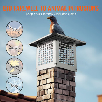 Vevor Chimney Cap 9 X 9 Inch Practical Accessories Easy Installation Fits Mesh Covers Outside Clay Flue Shingles Silver