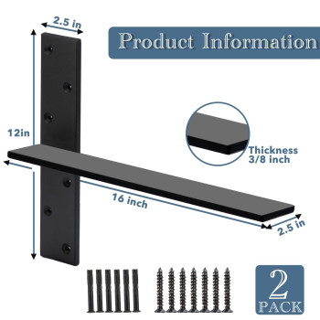 Free Hanging Countertop Support Bracket 16Lx25W 2 Pack Hidden Floating Wall Bracket 38 Thick Heavy Duty Granite Countert