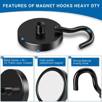 Lovimag Black Magnetic Hooks 150Lbs Magnet Hooks For Hanging Heavy Duty Magnetic Hooks Cruise For Home Improvement Must Haves