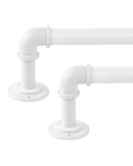 Olv 2 Pack White Industrial Curtain Rods For Windows 28 To 48 Inch234Ft 1 Blackout Wrap Around Curtain Rods Indoor And Out