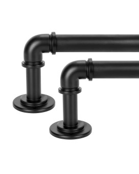 Olv 2 Pack Black Industrial Curtain Rods For Windows 28 To 48 Inch234Ft 1 Blackout Wrap Around Curtain Rods Indoor And Out