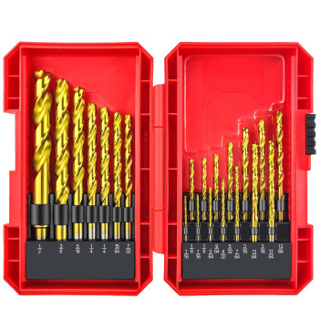 Yiyitools 21Pcs Titanium Twist Drill Bit Set Cobalt Drill Bit Sets Titanium Twist Jobber Drill Bit Set For Cutting Hard Metals