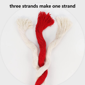 Sinyloo Natural Cotton Rope 12 Inch X 50 Feet Thick Craft Rope Red And White Rope For Crafts Wall Hanging Decoration Gift Wra