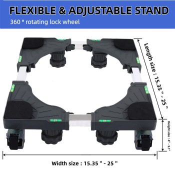 Wkklq Mini Fridge Stand Mobile Base With 4 Lock Double Wheels And 8 Strong Feet Adjustable Washer Dryer And Fridge Stand Pedest