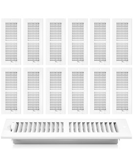 Zonon 12 Pcs 12 X 4 Inch Air Vent Cover Ceiling Register Grill Duct Opening Air Supply Diffuser Wall Vent 2 Way Steel Sidewall C