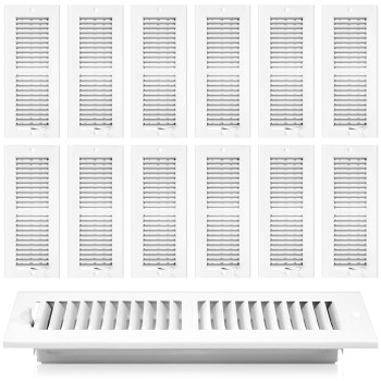 Zonon 12 Pcs 12 X 4 Inch Air Vent Cover Ceiling Register Grill Duct Opening Air Supply Diffuser Wall Vent 2 Way Steel Sidewall C