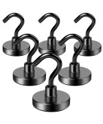 Lovimag Magnetic Hooks 40Lbs Black Magnet Hooks Strong Neodymium Magnets With Epoxy Coating Metal Magnetic Hooks For Refrigera