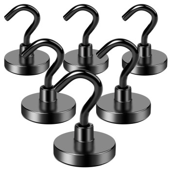 Lovimag Magnetic Hooks 40Lbs Black Magnet Hooks Strong Neodymium Magnets With Epoxy Coating Metal Magnetic Hooks For Refrigera