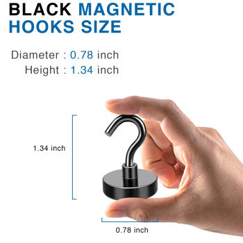 Lovimag Magnetic Hooks 40Lbs Black Magnet Hooks Strong Neodymium Magnets With Epoxy Coating Metal Magnetic Hooks For Refrigera