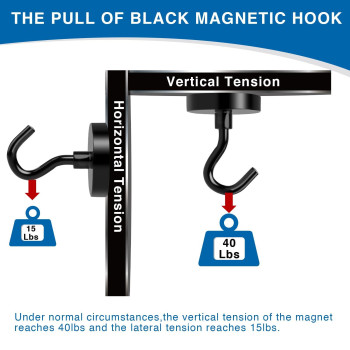 Lovimag Magnetic Hooks 40Lbs Black Magnet Hooks Strong Neodymium Magnets With Epoxy Coating Metal Magnetic Hooks For Refrigera