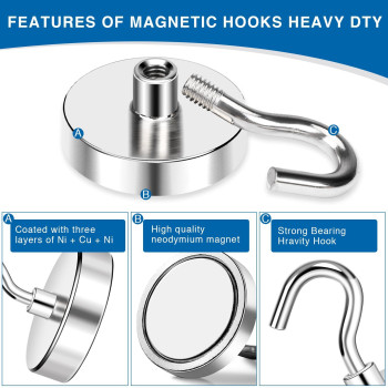 Lovimag Magnetic Hooks Heavy Duty 150Lbs Strong Neodymium Magnet Hooks Magnetic Hooks Cruise For Refrigerator Hanging Grill