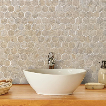 Dicofun Hexagon Peel And Stick Backsplash Tile Sandstone Look With Light Gold Kitchen Backsplash Peel And Stick Wall Tiles 10