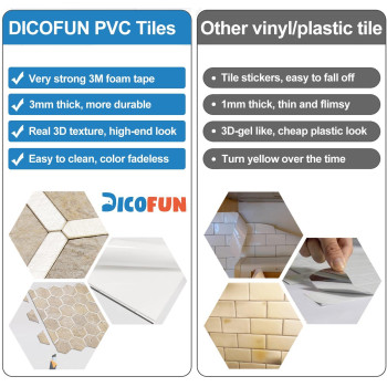 Dicofun Hexagon Peel And Stick Backsplash Tile Sandstone Look With Light Gold Kitchen Backsplash Peel And Stick Wall Tiles 10