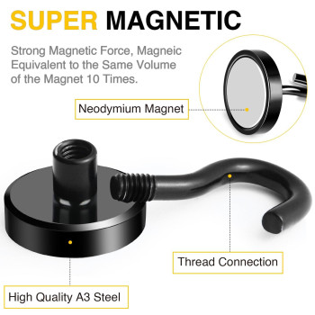 Diymag Black Magnetic Hooks 80 Lb Heavy Duty Strong Magnet With Hooks Strong Rare Earth Neodymium Magnet Hooks For Hanging Ma