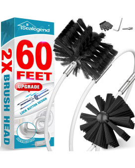 Sealegend 60 Feet Dryer Vent Cleaner Kit Double Synthetic Brush Head Upgraded Flexible Quick Snap Brush With Drill Attachment Ex