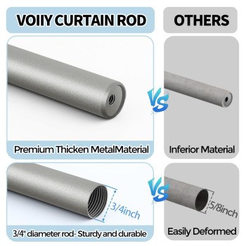 Voiiy Curtain Rods For Windows 66 To 120 Inch5510 Feet 34 Diameter Silver Drapery Rods With Twisted Cage Finials Size36