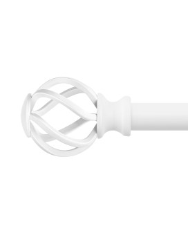 Voiiy Curtain Rods For Windows 66 To 120 Inch5510 Feet 34 Diameter White Drapery Rods With Twisted Cage Finials Size361