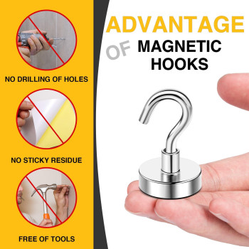 Diymag Magnetic Hooks 50 Lb Heavy Duty Magnet With Hooks 6 Packs Strong Rare Earth Neodymium Magnet Hooks For Hanging Magneti