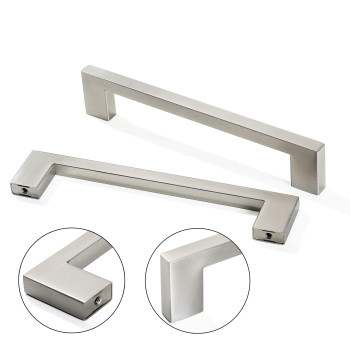 Redunest Cabinet Pulls Brushed Nickel Cabinet Handles Square Drawer Pulls 10 Pack 5 Inch Stainless Steel Kitchen Door Cupboard