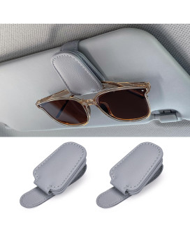 Sunglasses Holders For Car Sun Visor 2Pack Magnetic Leather Glasses Eyeglass Hanger Clip For Car Ticket Business Card Clip Eye