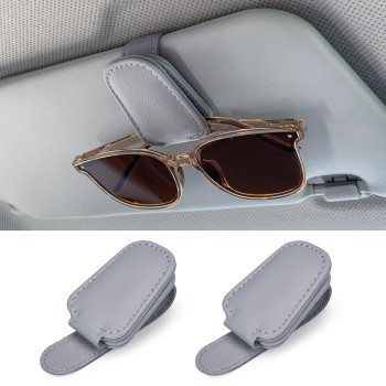 Sunglasses Holders For Car Sun Visor 2Pack Magnetic Leather Glasses Eyeglass Hanger Clip For Car Ticket Business Card Clip Eye