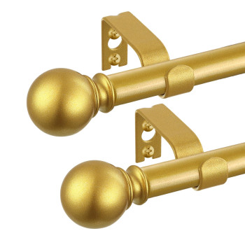 2 Pack Gold Curtain Rods 28 To 48 Inches234 Feet 58 Inch Splicing Drapery Rods Small Curtain Rods Set Size 1845 Brass