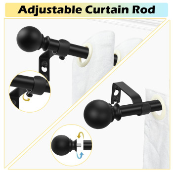 Black Curtain Rods 48 To 84 Inches47 Feet 58 Inch Splicing Drapery Rods Small Curtain Rods Set Size 3688 Matte Black