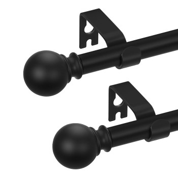 2 Pack Black Curtain Rods 48 To 84 Inches47 Feet 58 Inch Splicing Drapery Rods Small Curtain Rods Set Size 3688 Matte