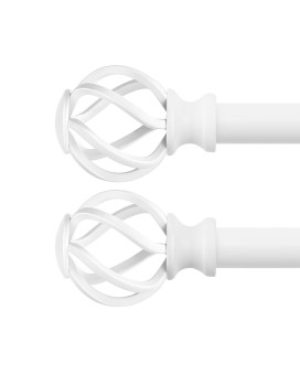 Voiiy 2 Pack Curtain Rods For Windows 48 To 84 Inch47 Feet 34 Diameter White Drapery Rods With Twisted Cage Finials Size3