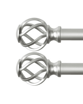 Voiiy 2 Pack Curtain Rods For Windows 18 To 45 Inch15375 Feet 34 Diameter Silver Drapery Rods With Twisted Cage Finials