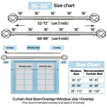 Voiiy 2 Pack Curtain Rods For Windows 18 To 45 Inch15375 Feet 34 Diameter Silver Drapery Rods With Twisted Cage Finials