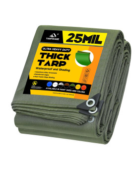 Tarpware 12X12 25Mil Ultraheavy Duty Waterproof Organic Silicone Coating Green Canvas Tarps With Grommetsreinforced Edges U