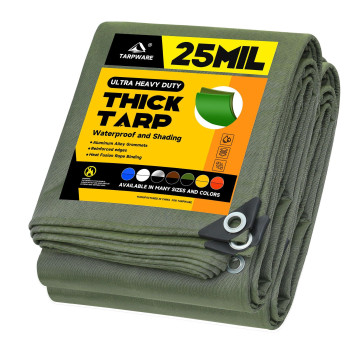 Tarpware 12X12 25Mil Ultraheavy Duty Waterproof Organic Silicone Coating Green Canvas Tarps With Grommetsreinforced Edges U