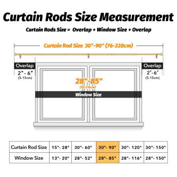 Geebobo 2 Pack Gold Curtain Rods For Windows 48 To 84 Inch 1 Inch Adjustable Heavy Duty Easy Install Curtain Rods Set For Outdo