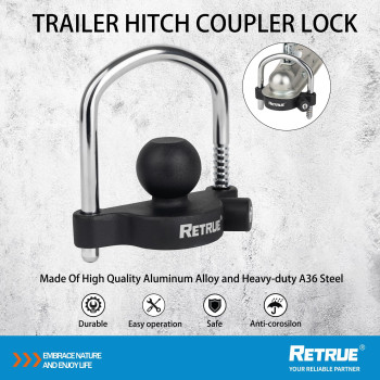 Retrue Universal Coupler Lock Trailer Locks Ball Hitch Trailer Hitch Lock Adjustable Security Heavyduty Steel Fits 178 Inch