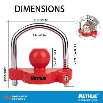 Retrue Universal Coupler Lock Trailer Locks Ball Hitch Trailer Hitch Lock Adjustable Security Heavyduty Steel Fits 178 Inch