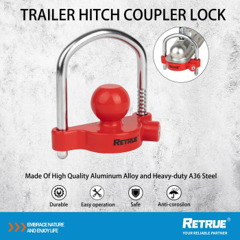 Retrue Universal Coupler Lock Trailer Locks Ball Hitch Trailer Hitch Lock Adjustable Security Heavyduty Steel Fits 178 Inch