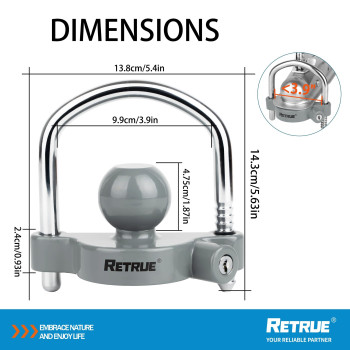 Retrue Universal Coupler Lock Trailer Locks Ball Hitch Trailer Hitch Lock Adjustable Security Heavyduty Steel Fits 178 Inch