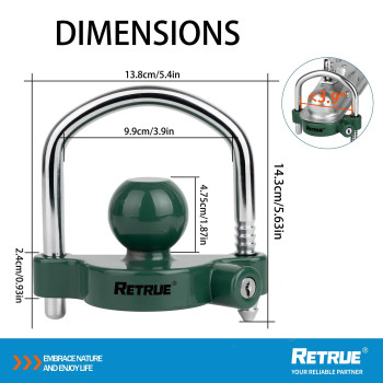 Retrue Universal Coupler Lock Trailer Locks Ball Hitch Trailer Hitch Lock Adjustable Security Heavyduty Steel Fits 178 Inch